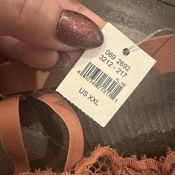 Aerie Lace Bralette Racerback Floral Comfortable Bra XXL Salmon Orange - Picture 3 of 5